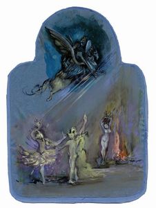 LILIA DE NOBILI - Lotto composto di 9 bozzetti teatrali e di 1 studio di testata per Vogue.