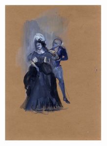 LILIA DE NOBILI : Lotto composto di 9 bozzetti teatrali e di 1 studio di testata per Vogue.  - Asta Arte Antica, Moderna e Contemporanea - Associazione Nazionale - Case d'Asta italiane