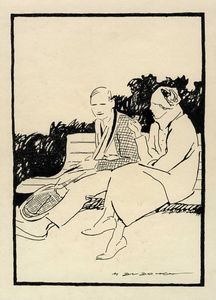 Marcello Dudovich - Chiacchiere sulla panchina.