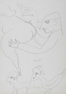 Alberto Manfredi : Nucleo di 11 disegni, dei quali alcuni erotici, e 1 incisione.  - Asta Arte Antica, Moderna e Contemporanea - Associazione Nazionale - Case d'Asta italiane