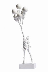 Banksy - Flying Balloons Girl (White).