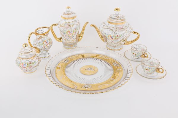 Servizio tete � tete in vetro decorato a mano con smalti policromi e oro 24 kt  - Asta Asta a Tempo - L'Arte del Vetro - Associazione Nazionale - Case d'Asta italiane