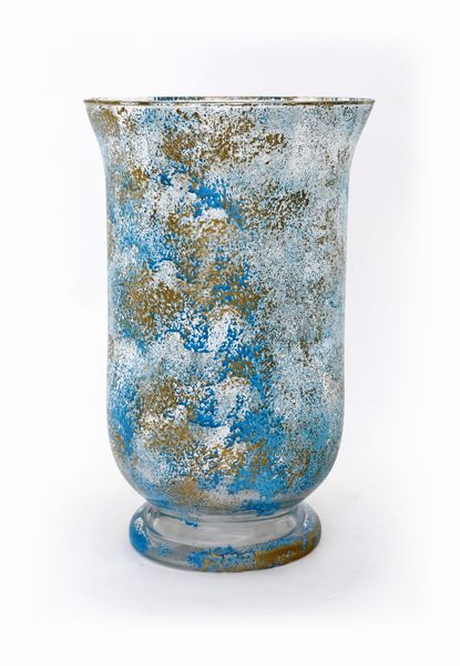 Vaso in vetro incolore dipinto azzurro e oro  - Asta Asta a Tempo - L'Arte del Vetro - Associazione Nazionale - Case d'Asta italiane