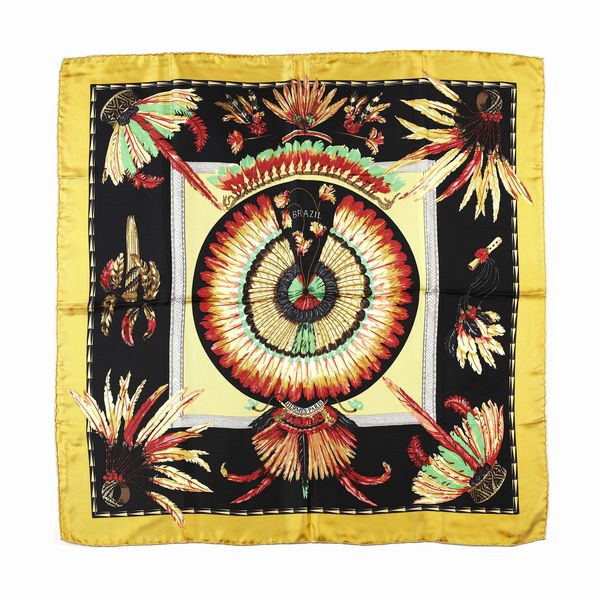 HERMES : Foulard 'Brazil' con bordo senape.  - Asta 04/05/2023 | FASHION LUXURY - ALTA MODA, BORSE E ACCESSORI DI LUSSO Online - Associazione Nazionale - Case d'Asta italiane