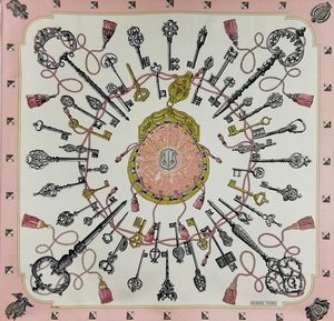 HERMES - Carr� foulard in seta Les Cl�s.