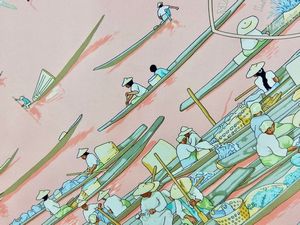 HERMES - Foulard carr� in seta March� flottant du Lac Inl�.