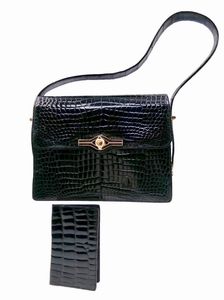 GUCCI - Borsa  in Coccodrillo Porosus Nero.