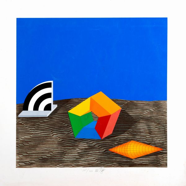 LUCIO DEL PEZZO : Composizione con figure geometriche  - Asta Grafica Internazionale e Multipli d'Autore - Associazione Nazionale - Case d'Asta italiane