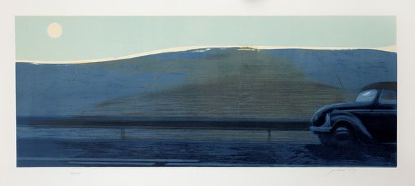 Piero Guccione : Macchina nel paesaggio n� 2  - Asta Grafica Internazionale e Multipli d'Autore - Associazione Nazionale - Case d'Asta italiane