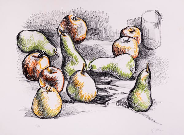 Renato Guttuso : Natura morta con pere e mele  - Asta Grafica Internazionale e Multipli d'Autore - Associazione Nazionale - Case d'Asta italiane