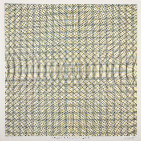 Sol LeWitt : Blue grid, red circles, black and yellow arcs from opposite sides  - Asta Grafica Internazionale e Multipli d'Autore - Associazione Nazionale - Case d'Asta italiane