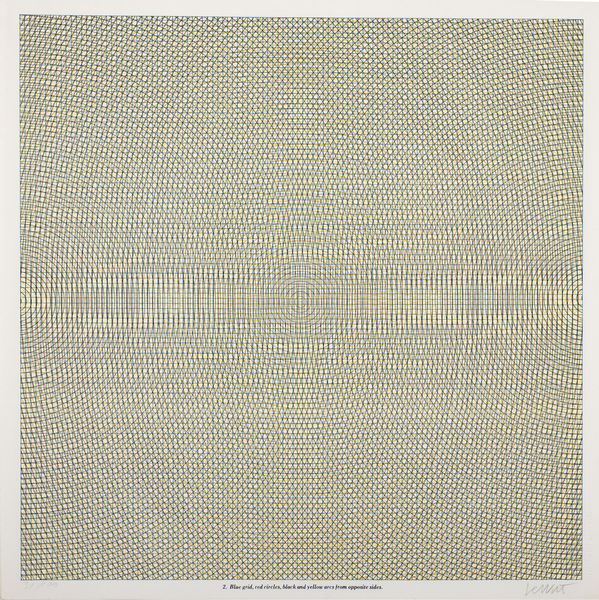 Sol LeWitt : Blue grid, red circles, black and yellow arcs from opposite sides  - Asta Grafica Internazionale e Multipli d'Autore - Associazione Nazionale - Case d'Asta italiane