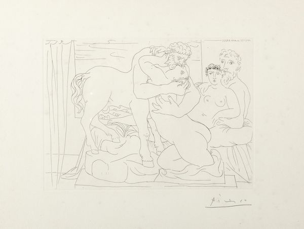 Pablo Picasso : Sculpteur et son modle avec un groupe sculpt rpresentant un centaure embrassant une femme, Suite Vollard tav. 58  - Asta Grafica Internazionale e Multipli d'Autore - Associazione Nazionale - Case d'Asta italiane