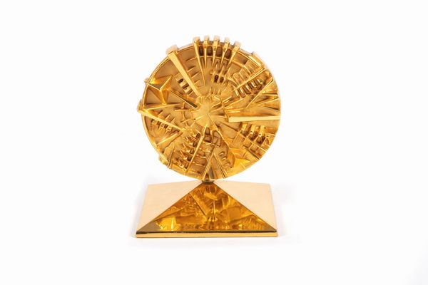 Arnaldo Pomodoro : Disco per Raggio di Sole Finanziaria  - Asta Grafica Internazionale e Multipli d'Autore - Associazione Nazionale - Case d'Asta italiane