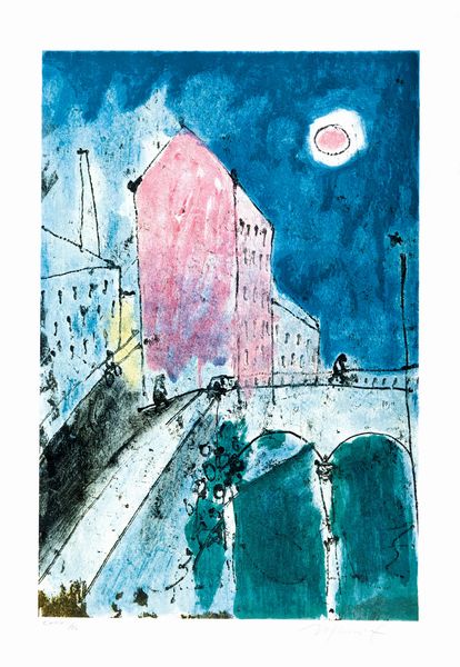 Franco Rognoni : Paesaggio con case  - Asta Grafica Internazionale e Multipli d'Autore - Associazione Nazionale - Case d'Asta italiane