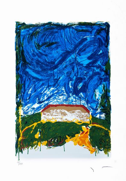 MARIO SCHIFANO : Composizione con casa  - Asta Grafica Internazionale e Multipli d'Autore - Associazione Nazionale - Case d'Asta italiane