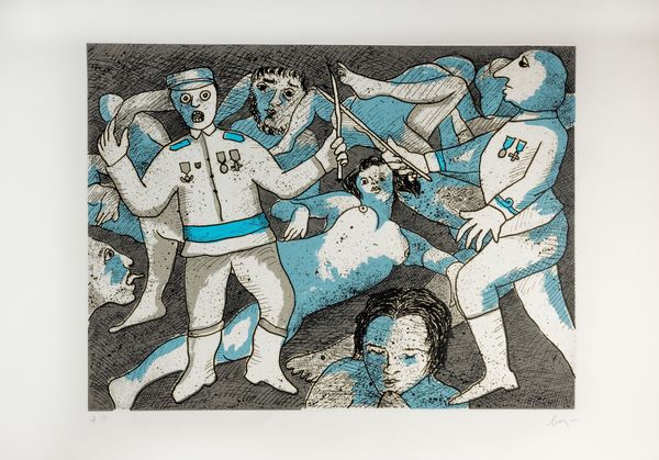 ENRICO BAJ : Duello tra militari  - Asta Grafica Internazionale e Multipli d'Autore - Associazione Nazionale - Case d'Asta italiane