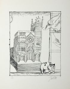 Franco Gentilini - Cattedrale e gatto