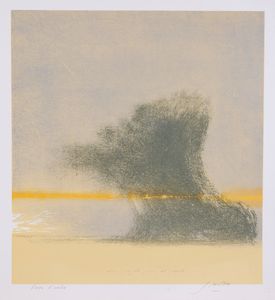 Piero Guccione - L'albero piegato prima del tramonto