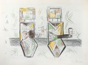 IBRAHIM KODRA : 2 fogli  - Asta Grafica Internazionale e Multipli d'Autore - Associazione Nazionale - Case d'Asta italiane