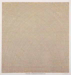 Sol LeWitt - Red grid, blue circles, black and yellow arcs from adjacent corners