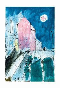 Franco Rognoni - Paesaggio con case