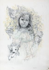 Renzo Vespignani - Bambina con cane