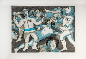 ENRICO BAJ - Duello tra militari