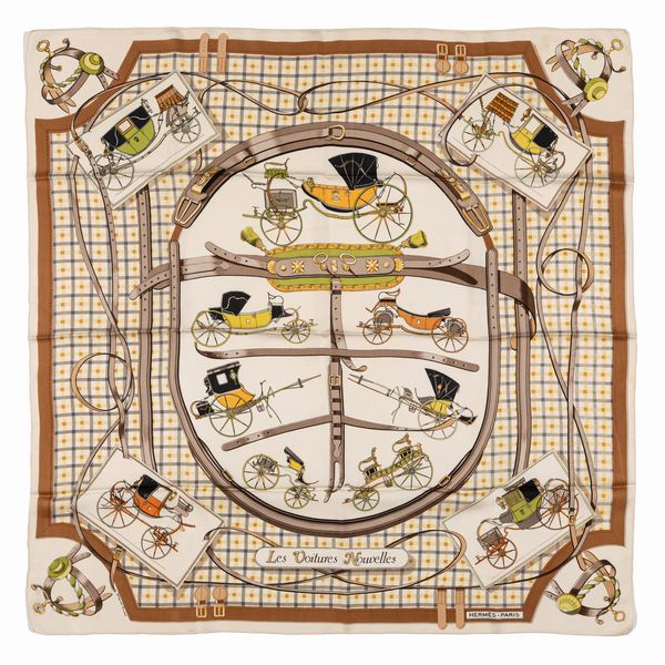 Hermès : Foulard Les Voitures Nouvelles  - Asta Luxury Fashion - Associazione Nazionale - Case d'Asta italiane