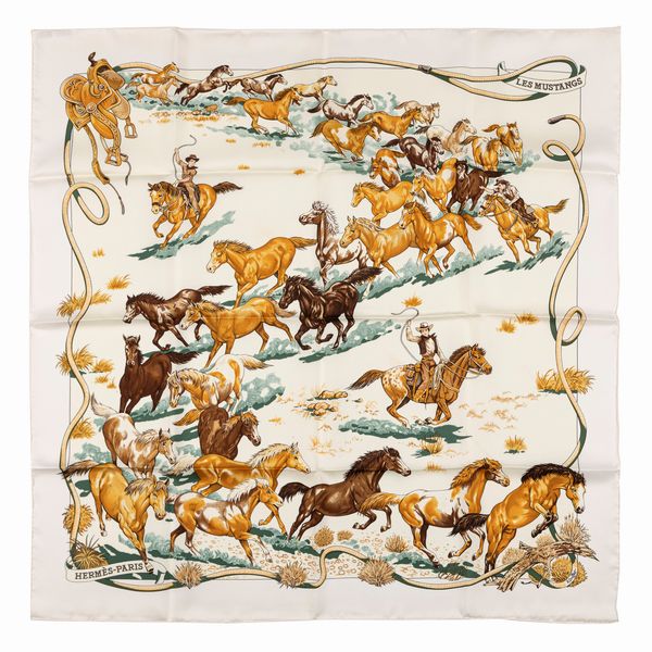 Hermès : Foulard Les Mustangs  - Asta Luxury Fashion - Associazione Nazionale - Case d'Asta italiane