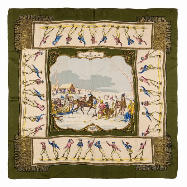 Hermès : Foulard Les Plaisirs du froid Hugo Grygkar  - Asta Luxury Fashion - Associazione Nazionale - Case d'Asta italiane