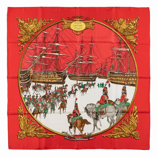 Hermès : Foulard Marine et Cavalerie  - Asta Luxury Fashion - Associazione Nazionale - Case d'Asta italiane