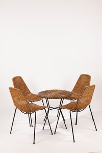 Franco Campo, - Tavolino e quattro sedie