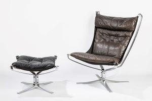 Sigurd Ressell - Poltrona e poggiapiedi