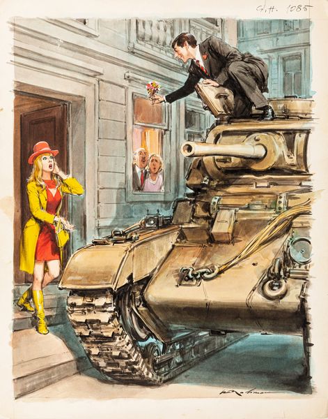 Walter Molino : Michelangelo Antonioni e Monica Vitti  - Asta Bozzetti cinematografici - Associazione Nazionale - Case d'Asta italiane