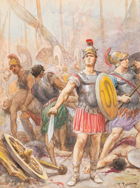 Fabio Fabbi : L'Iliade - Gli Aiaci difendono il corpo di Patroclo  - Asta Bozzetti cinematografici - Associazione Nazionale - Case d'Asta italiane