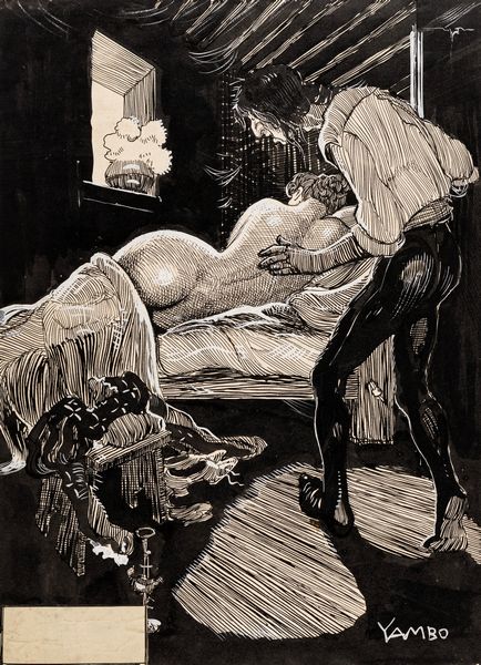 Yambo (Enrico Novelli) : La fanciulla dormiente  - Asta Bozzetti cinematografici - Associazione Nazionale - Case d'Asta italiane