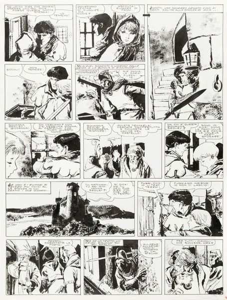 Dino Battaglia : La freccia nera  - Asta Bozzetti cinematografici - Associazione Nazionale - Case d'Asta italiane