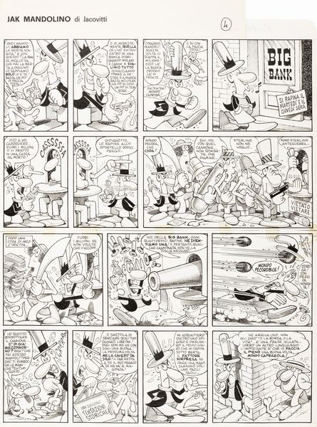 Benito Jacovitti : Jak Mandolino  - Asta Bozzetti cinematografici - Associazione Nazionale - Case d'Asta italiane