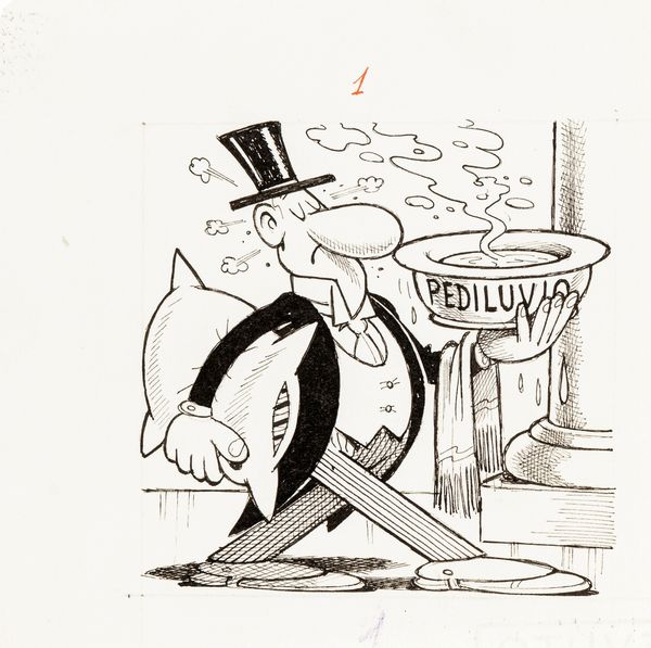 Benito Jacovitti : Diario Vitt - Konrad Adenauer, statista tedesco  - Asta Bozzetti cinematografici - Associazione Nazionale - Case d'Asta italiane