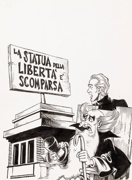 Paolo Piffarerio : Alan Ford - La statua della libert  scomparsa  - Asta Bozzetti cinematografici - Associazione Nazionale - Case d'Asta italiane