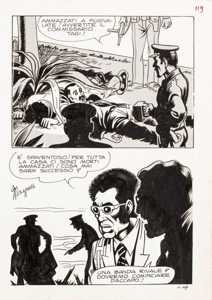 Magnus (Roberto Raviola) : Lo Sconosciuto - Poche ore allalba  - Asta Bozzetti cinematografici - Associazione Nazionale - Case d'Asta italiane