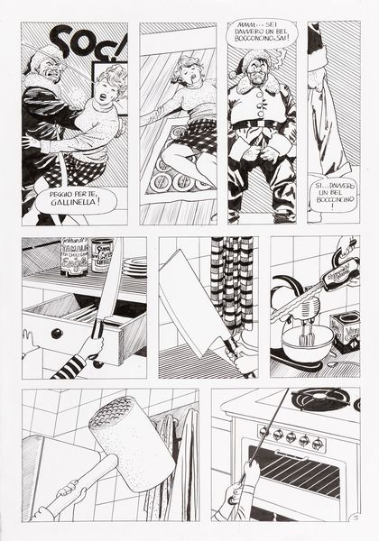 Attilio Micheluzzi : Splatter - Miriam si sveglia Natale  - Asta Bozzetti cinematografici - Associazione Nazionale - Case d'Asta italiane