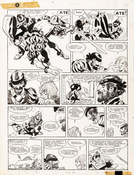 Hugo Pratt : Le avventure di Fanfulla  - Asta Bozzetti cinematografici - Associazione Nazionale - Case d'Asta italiane