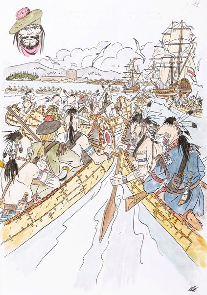 Lele Vianello : Deerfield 1704: Attacco a Fort William Henry  - Asta Bozzetti cinematografici - Associazione Nazionale - Case d'Asta italiane