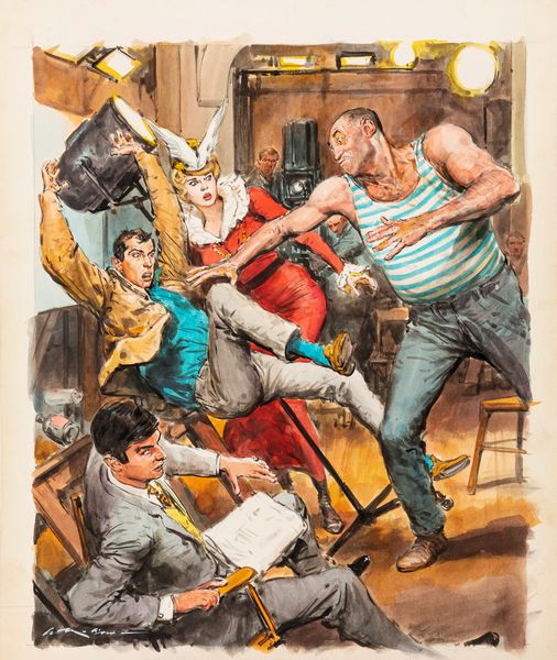 Walter Molino : Incidente sul set  - Asta Fumetti: Tavole e Illustrazioni Originali - Associazione Nazionale - Case d'Asta italiane