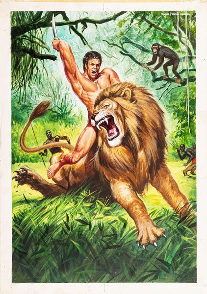 Mario Piovano : Tarzan nelle montagne della luna (Mountains of the Moon)  - Asta Fumetti: Tavole e Illustrazioni Originali - Associazione Nazionale - Case d'Asta italiane