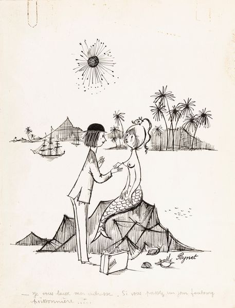 Raymond Peynet : La Sirenetta  - Asta Fumetti: Tavole e Illustrazioni Originali - Associazione Nazionale - Case d'Asta italiane