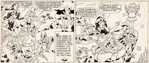 ANTONIO RUBINO : Biancarosa e Rosarossa  - Asta Fumetti: Tavole e Illustrazioni Originali - Associazione Nazionale - Case d'Asta italiane