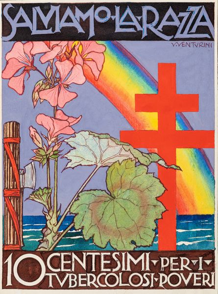 V. Venturini : 10 centesimi per i tubercolosi poveri  - Asta Fumetti: Tavole e Illustrazioni Originali - Associazione Nazionale - Case d'Asta italiane